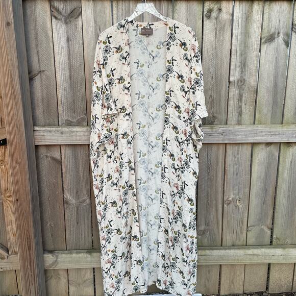 Anthropologie Bel Kazan Floral Open Front Kimono Duster Long Cardigan Size OS - Picture 2 of 10